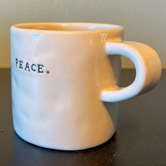 Rae Dunn By Magenta Dimpled Mug  w/ Typewriter Font Single Word PEACE. - Picture 2 of 9